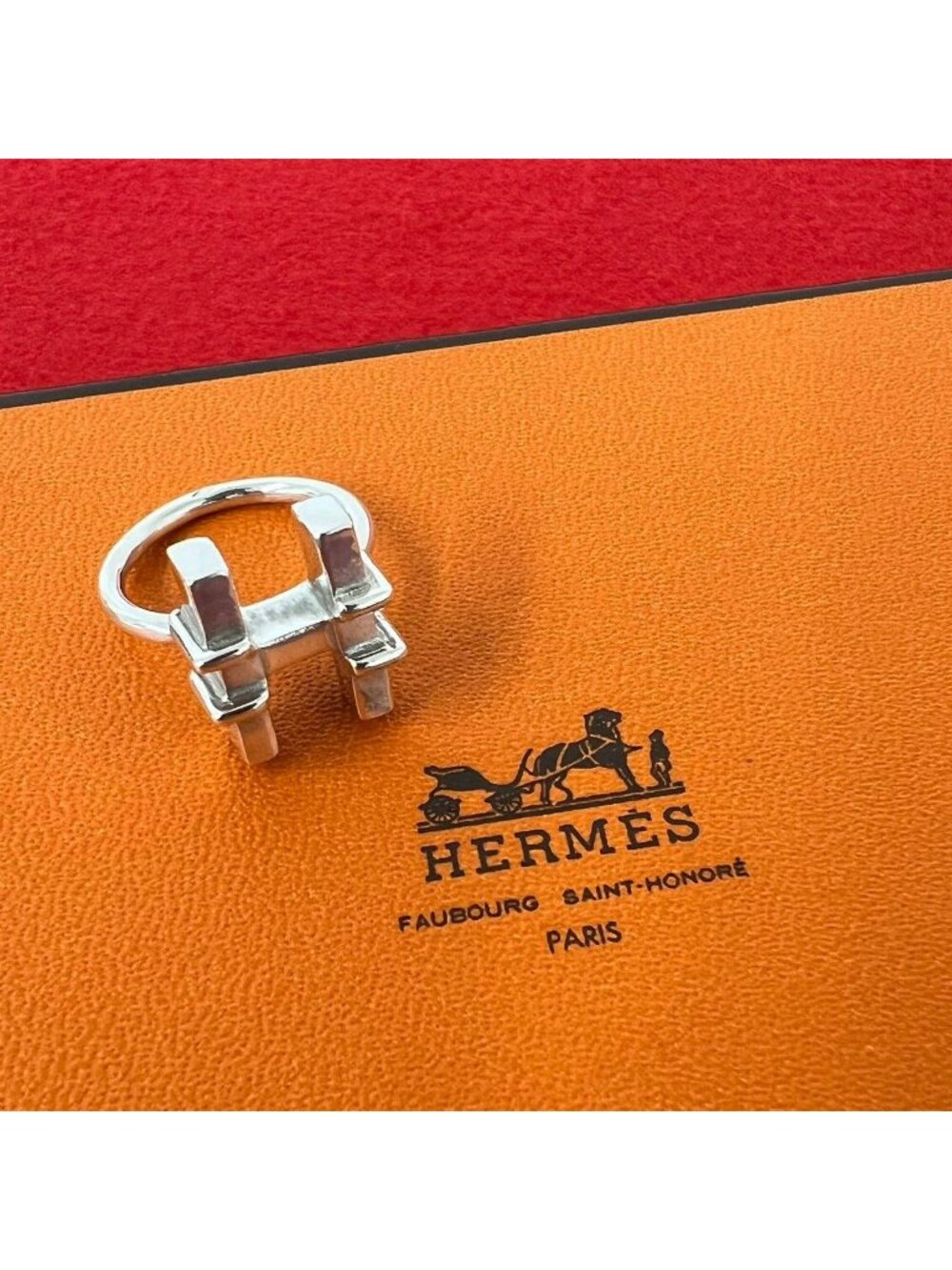 Hermes Vintage H Motif Ring Silver